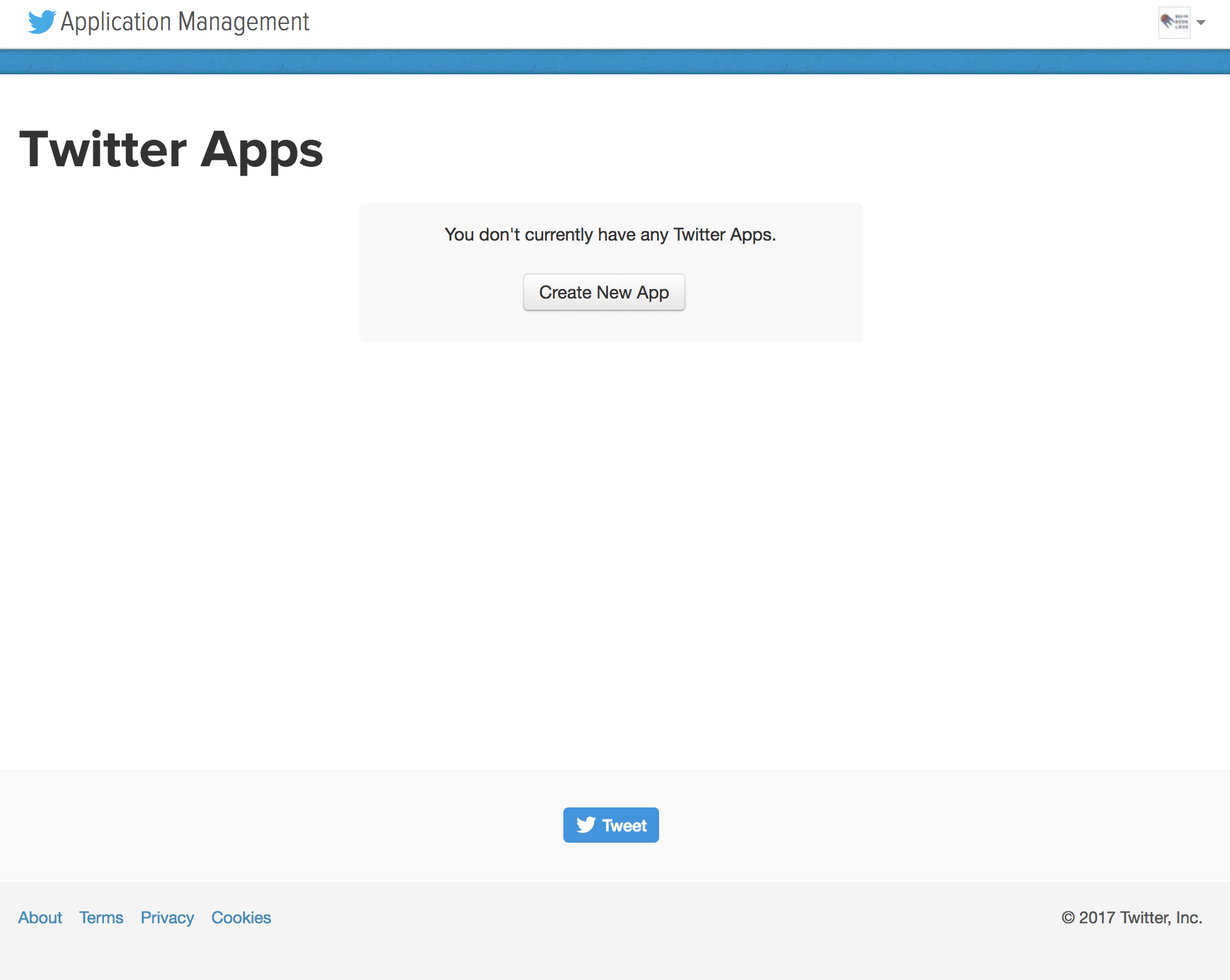Adding a new app to twitter