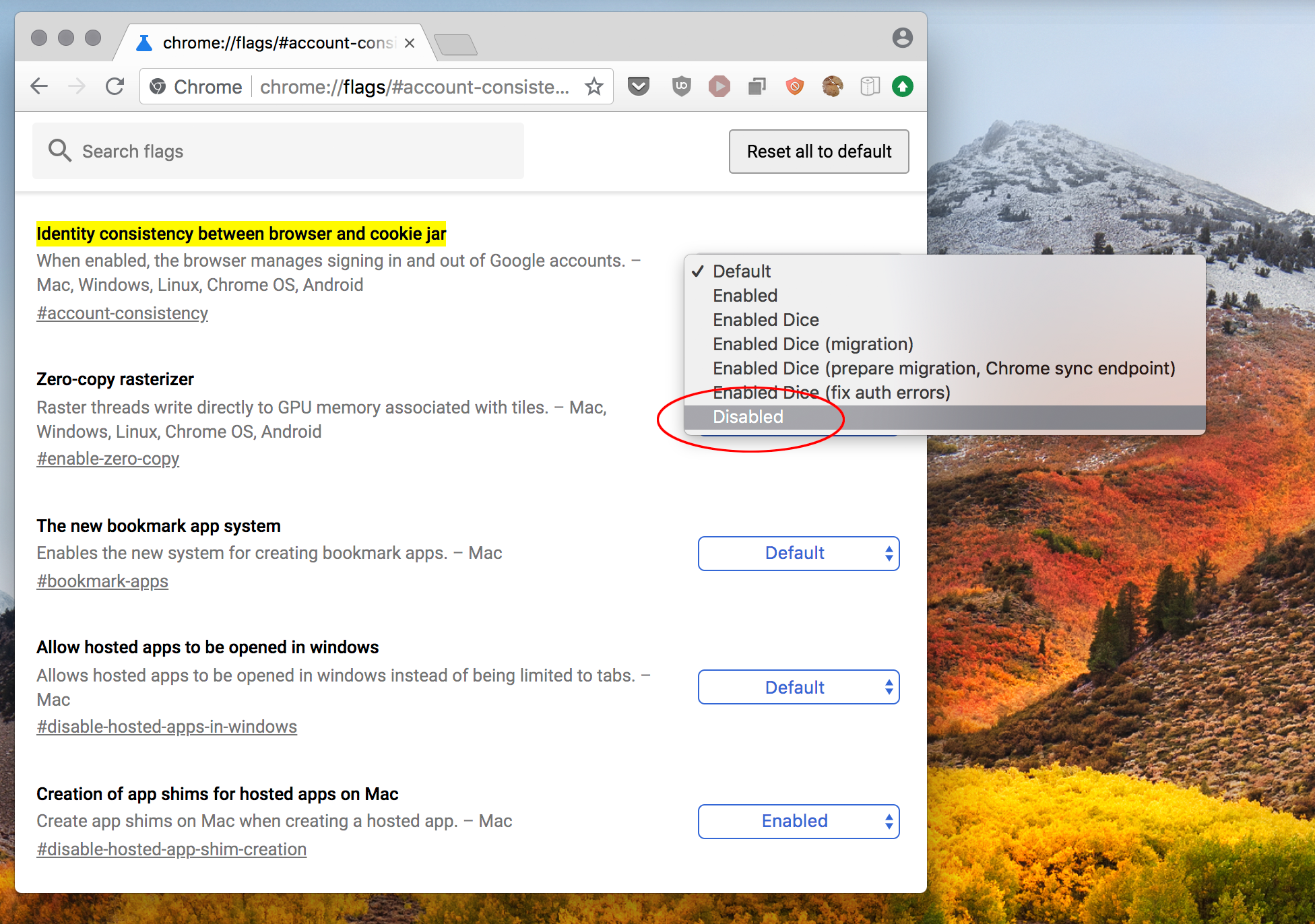 Disable Identity consistency between browser and cookie jar